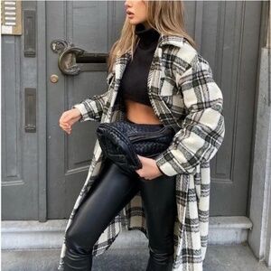 Storets Plaid Maxi Coat Cream and Black- NWOT